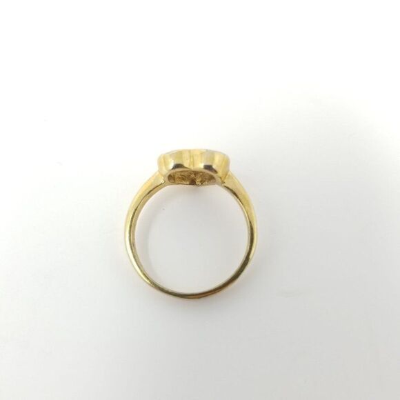 Vintage Heart Rhinestone Ring, Gold Tone Setting, Sparkly Estate - Picture 5 of 5